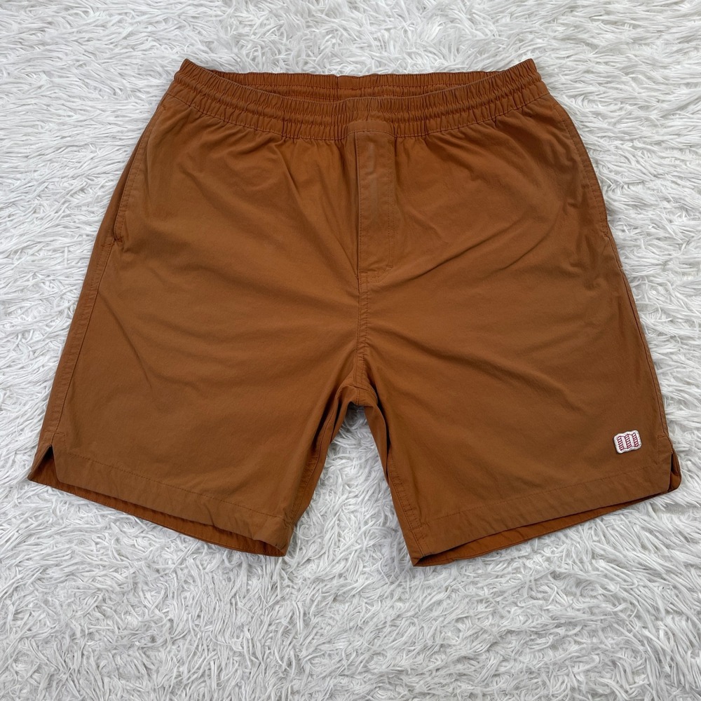 Topo Design Shorts Mens Large Brown 100% Recycled Nylon Linerless Pockets Hiking